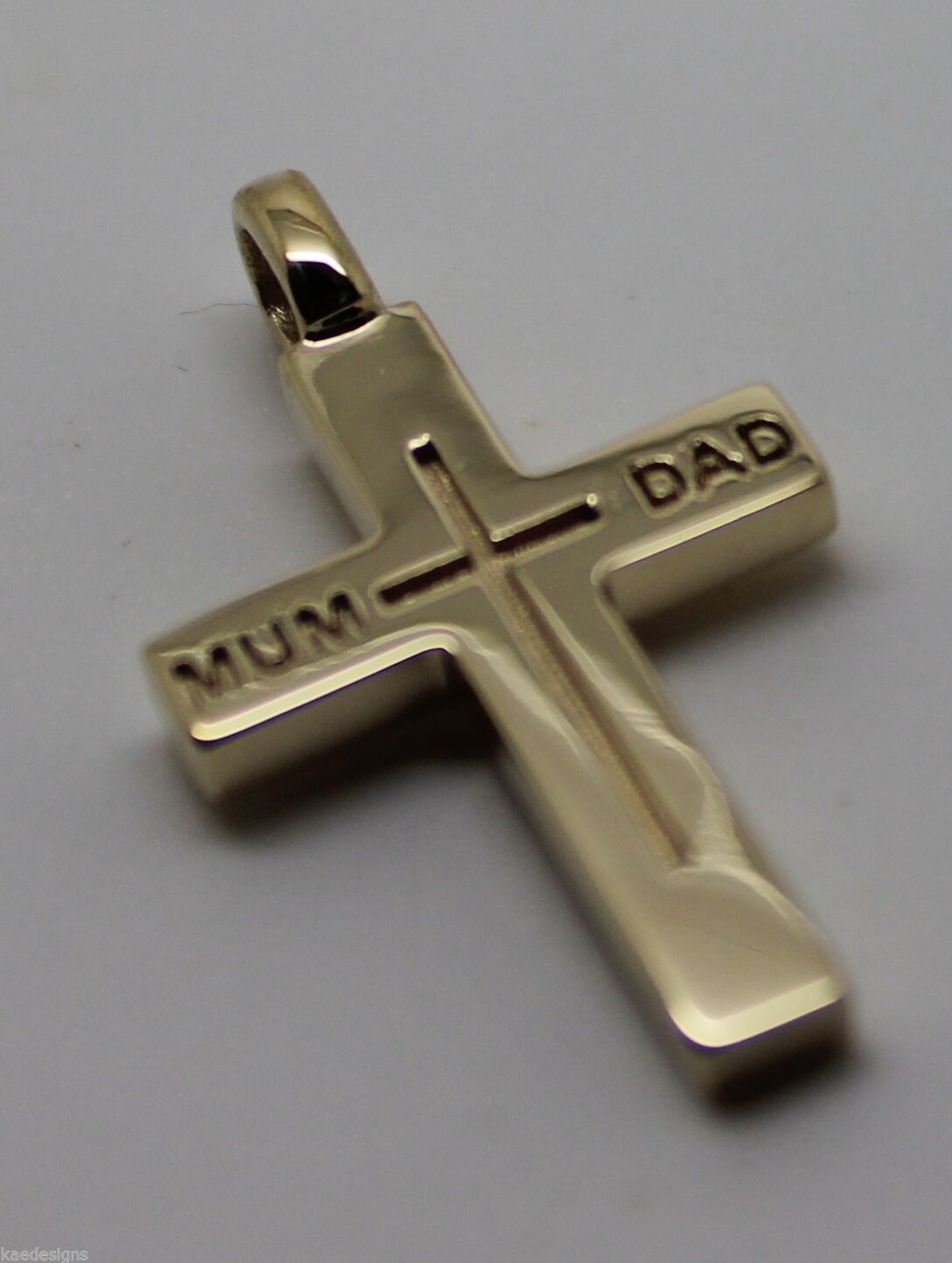 Kaedesigns New 375 9ct Yellow or Rose or White Gold Love Mum & Dad Cross Pendant