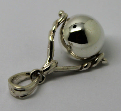 Genuine New Sterling Silver 925 10mm Ball Spinner Pendant