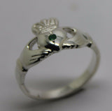 Kaedesigns New Sterling Silver 925 Green Emerald Claddagh Ring - Choose your size