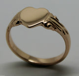 Size J Genuine 9ct 9Kt Yellow, Rose or White Gold 375 Heart Signet Ring