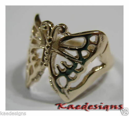 Solid 9ct White Or Rose Or Yellow Gold Large Butterfly Ring Choose Size 236