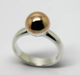 Size S Genuine Sterling Silver 925 & 9ct Rose Gold 375 Full Ball Ring