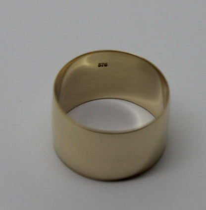 Size R Genuine 13mm wide 9ct 9k Yellow, Rose or White Gold Full Solid Extra Wide Band Ring