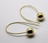 Large Hooks 9ct Yellow, Rose or White Gold 8mm Euro Ball Drop Earrings