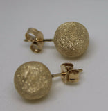Genuine 9ct 9k Yellow, Rose or White Gold 10mm Frosted Stud Ball Earrings