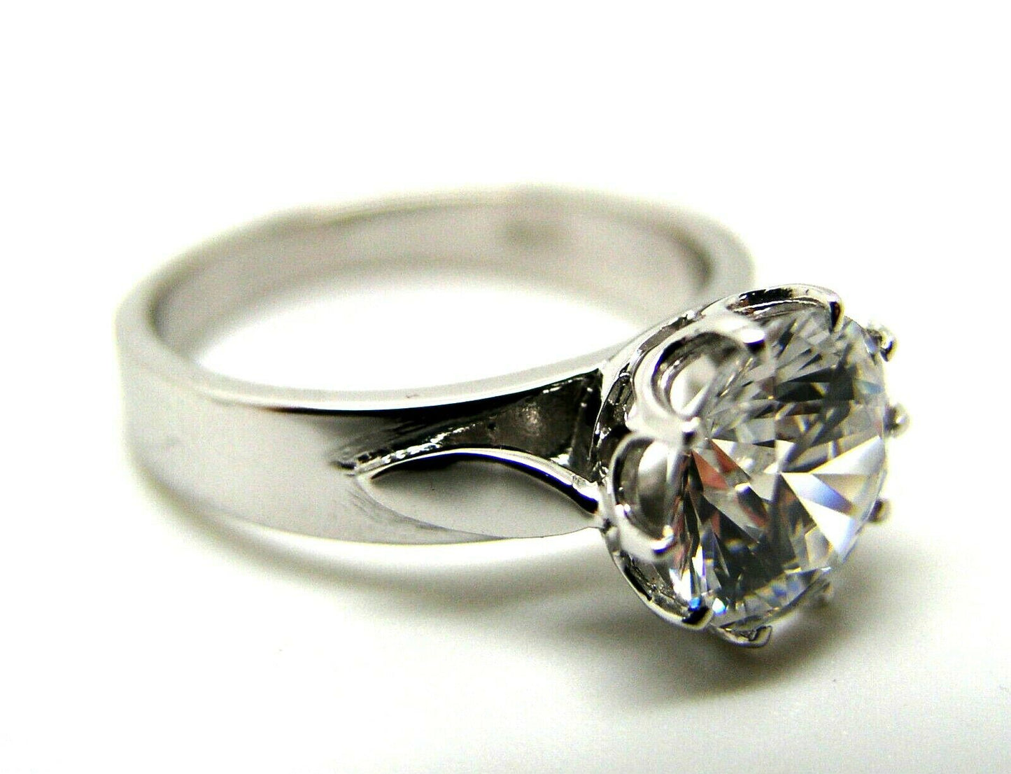 Genuine 18ct Solid White Gold 1.2ct Cubic Zirconia Round Cut Ring