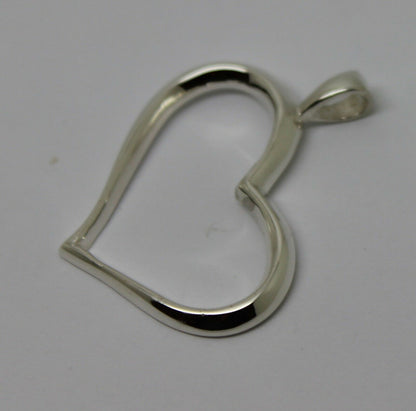 Genuine New Sterling Silver Large Modern Heart Pendant