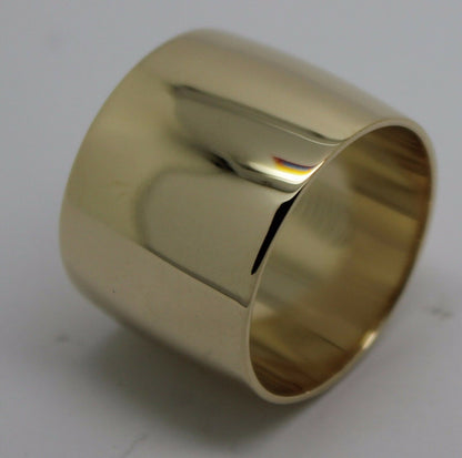 Size M / 6  Huge Genuine 9K 9ct Yellow, Rose or White Gold Full Solid 16mm Extra Wide Band Ring