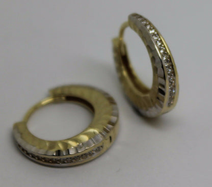 Kaedesigns, Genuine New 9ct Yellow Gold Hoop Cz Earrings