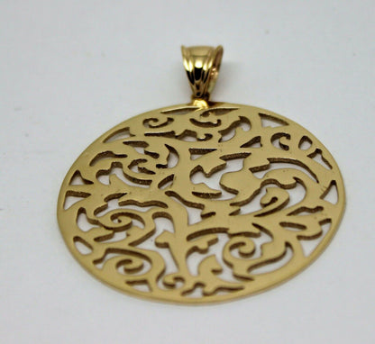 Kaedesigns New Genuine Heavy Solid 9ct 9kt Yellow, Rose or White Gold Round  Filigree Pendant