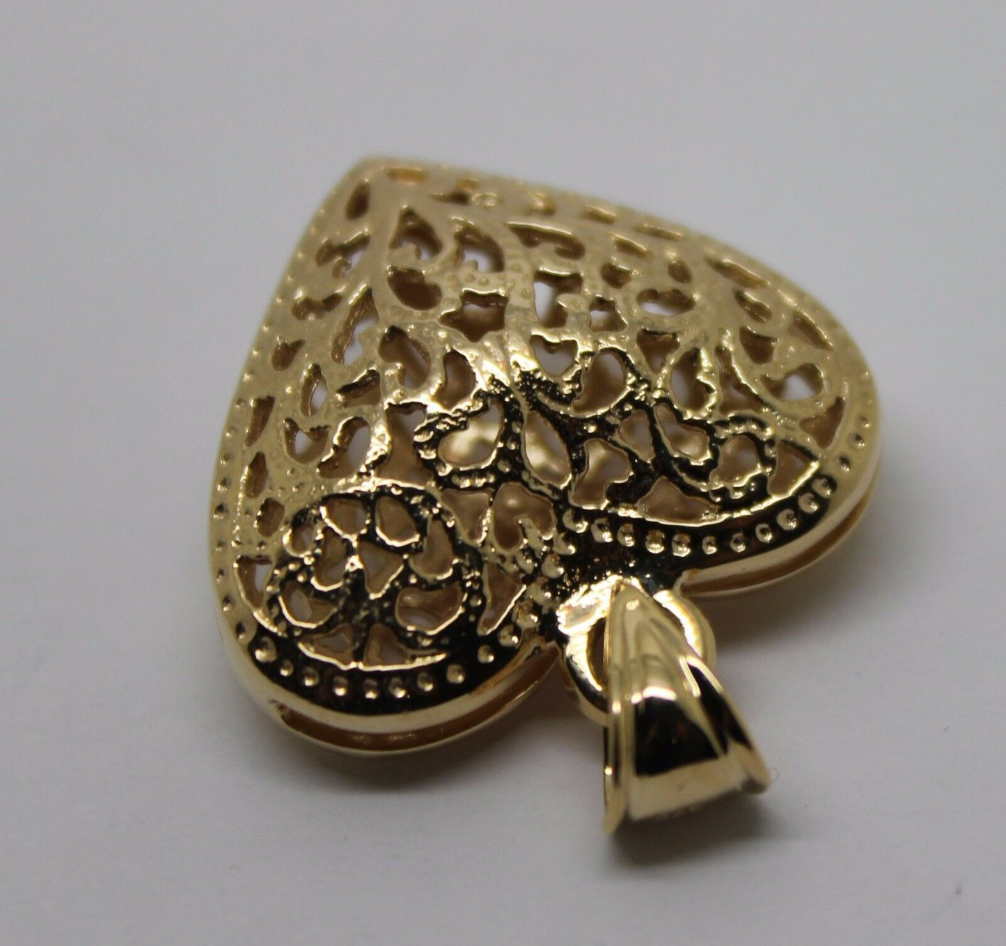 Kaedesigns New Genuine Heavy 9ct Yellow, Rose or White Gold Medium to Large Filigree Heart Pendant