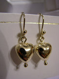 Kaedesigns Genuine 9ct 9kt Solid Yellow, Rose or White Gold Dangle Puffed Heart Earrings