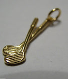 Solid 9ct 9k Yellow Or Rose Or White Gold Golf Clubs Or Hockey Bat Charm / Pendant