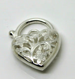 Large Sterling Silver 925 Filigree Heart Padlock Pendant 18mm