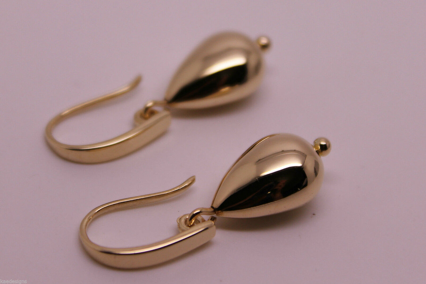 Kaedesigns Genuine New 9ct 9kt Solid Yellow, Rose or White Gold Tear Drop Hook Earrings