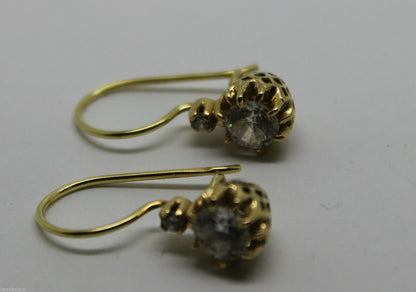 New 14ct 585 Full Solid Yellow Gold Cubic Zirconia Stone Earrings *Free Express Post In Oz