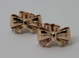 Genuine 9ct Yellow, Rose or White Gold Butterfly Stud Earrings Set With Four Genuine Diamonds