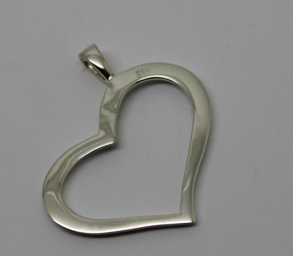 Genuine New Sterling Silver Large Modern Heart Pendant