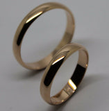 Genuine Custom Made His & Hers Solid 4mm 9ct 9K Rose Gold Wedding Bands Couple Rings