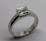 9ct 375 Solid White Gold Heavy Solid Princess Cut Engagement Ring Size 9