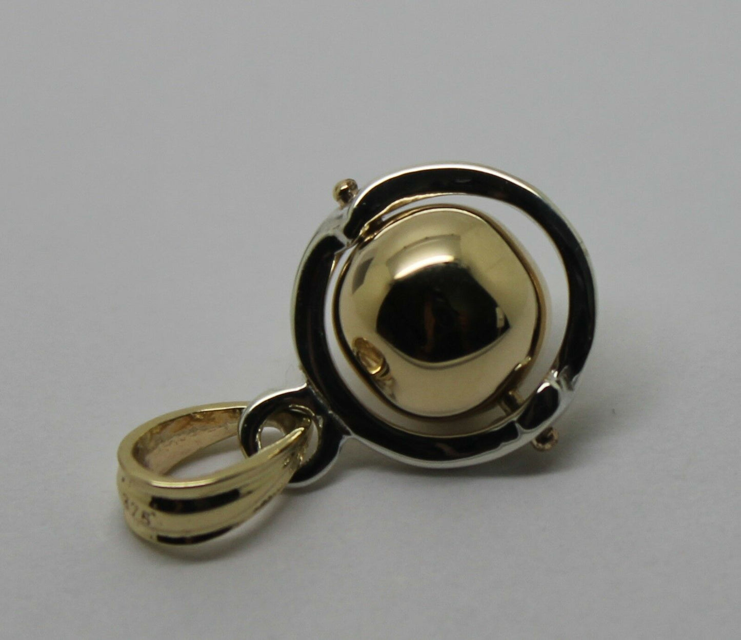 Genuine Sterling Silver & 9ct Yellow Gold Ball 8mm Ball Pendant