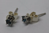Kaedesigns New 9ct Solid White Gold London Blue Topaz 3mm Earrings