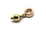 Genuine 9k 9ct Rose & Yellow Gold 6mm Ball Bead For Charm Bracelet