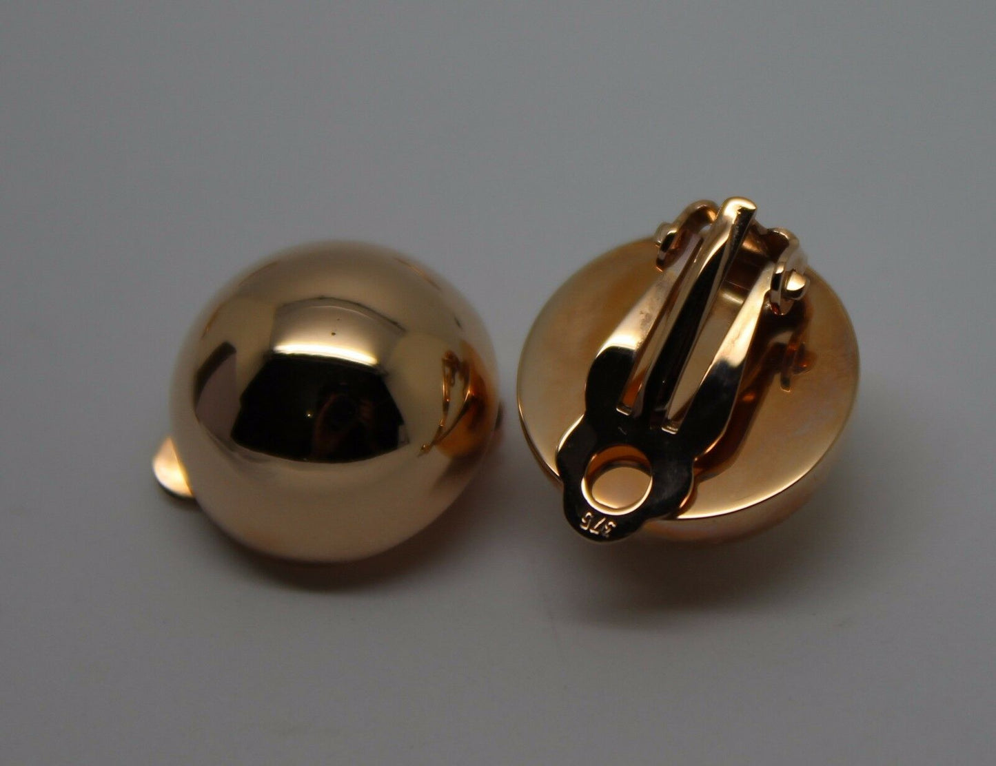 Kaedesigns New Genuine New 9ct Rose, Yellow Or White Gold Clip On 16mm Half Ball Earrings