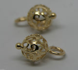 Genuine 9k 9ct Yellow, Rose or White Gold 10mm Filigree Flower Balls Charm Earrings