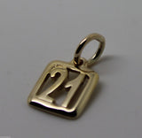 Kaedesigns Genuine 9ct Yellow or Rose or White Gold 21st Charm or Pendant
