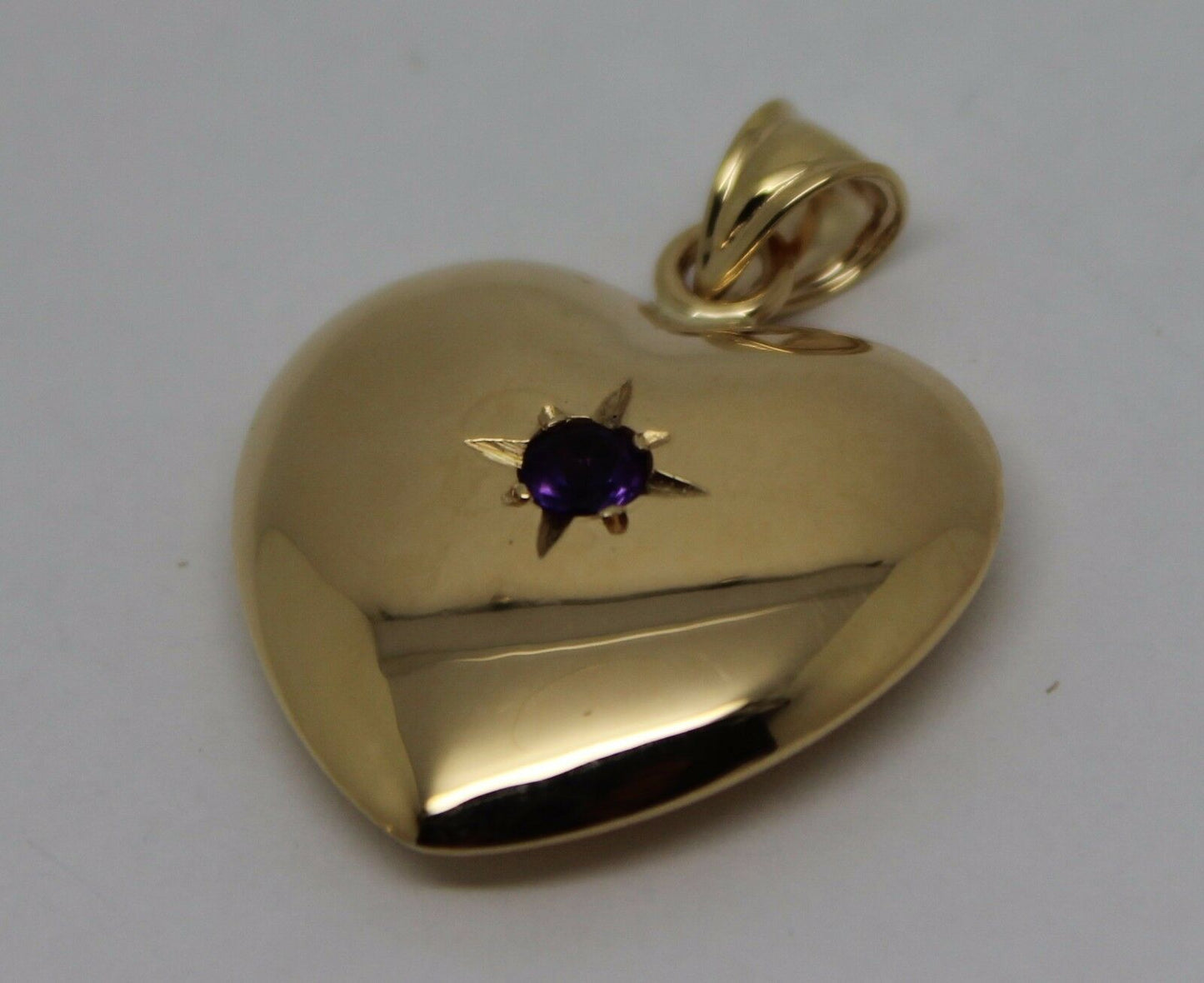 Kaedesigns Genuine New 9ct Medium Bubble Yellow Gold Amethyst Heart Pendant