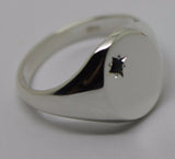 Size Q Kaedesigns Genuine Sterling Silver Oval Black Australian Sapphire Signet Ring