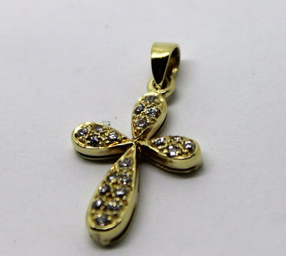 Genuine 9ct Hallmarked 375 Yellow Gold Cubic Cross Pendant