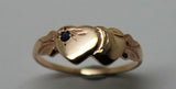 Size L Kaedesigns 9k 9ct Yellow, Rose & White Gold Aust Blue Sapphire Double Heart Signet Ring
