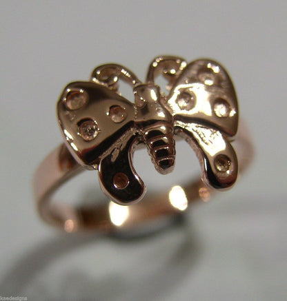 New Genuine Solid 9ct White Or Rose Or Yellow Gold Butterfly Ring Choose Size