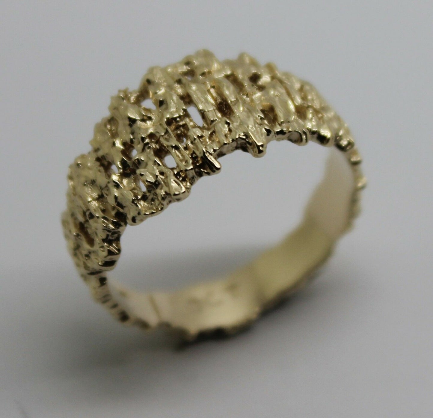 Size 10, T1/2  Genuine 10ct 10K Full Solid Yellow, Rose or White Gold Nugget Ring 12mm Wide 267