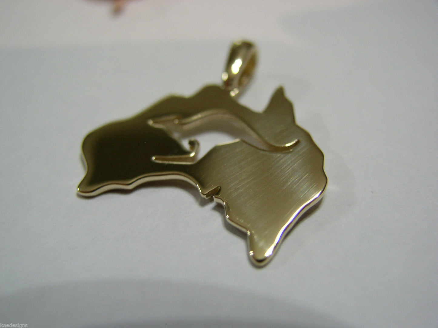 Genuine 9ct Yellow Gold Or White Gold Or Rose Gold 375 Australia & Kangaroo Pendant 422