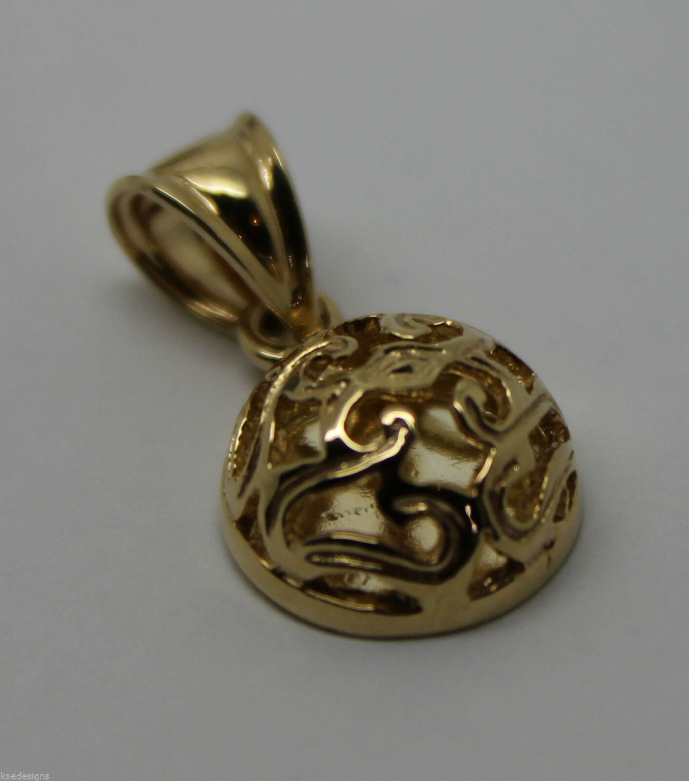 Kaedesigns, 9ct Yellow Gold or White Gold or Rose Gold Filigree Half Ball Pendant