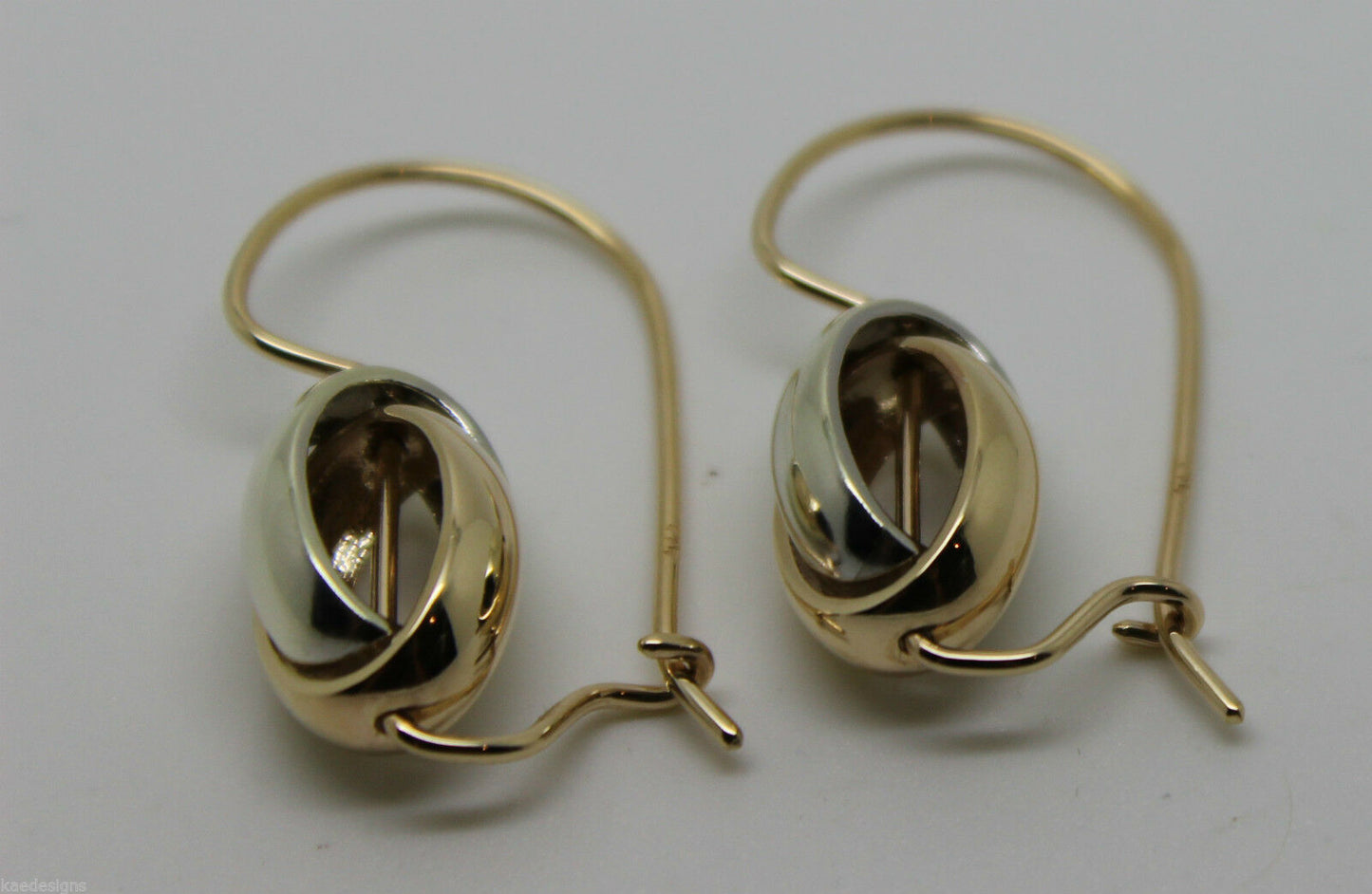 Genuine 9ct Yellow & White Gold Spinning Oval Belcher Earrings