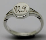 Sterling Silver Oval Signet Ring Engraved Initials VT *Free Express Postage In Oz