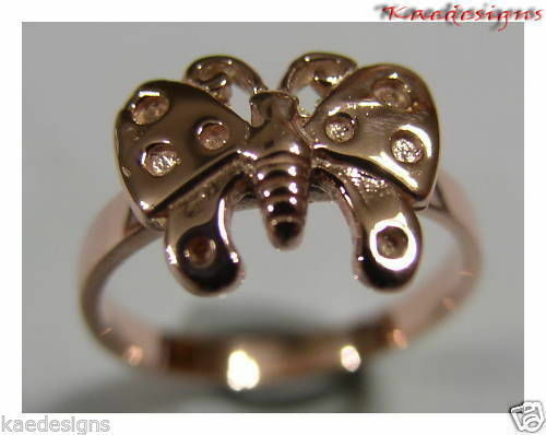 New Genuine Solid 9ct White Or Rose Or Yellow Gold Butterfly Ring Choose Size