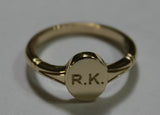 Size P Genuine Full Solid 9ct Yellow, Rose or White Gold Oval Signet Ring Engraved With Two Initials