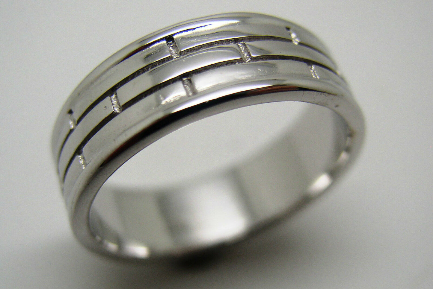 Kaedesigns New Genuine 18ct White Gold Solid Heavy Mens Brick Ring Band