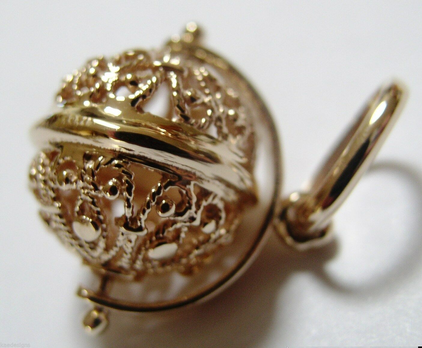 9ct Yellow Gold Or White Gold Or Rose Gold 16mm Filigree Ball Spinner Pendant