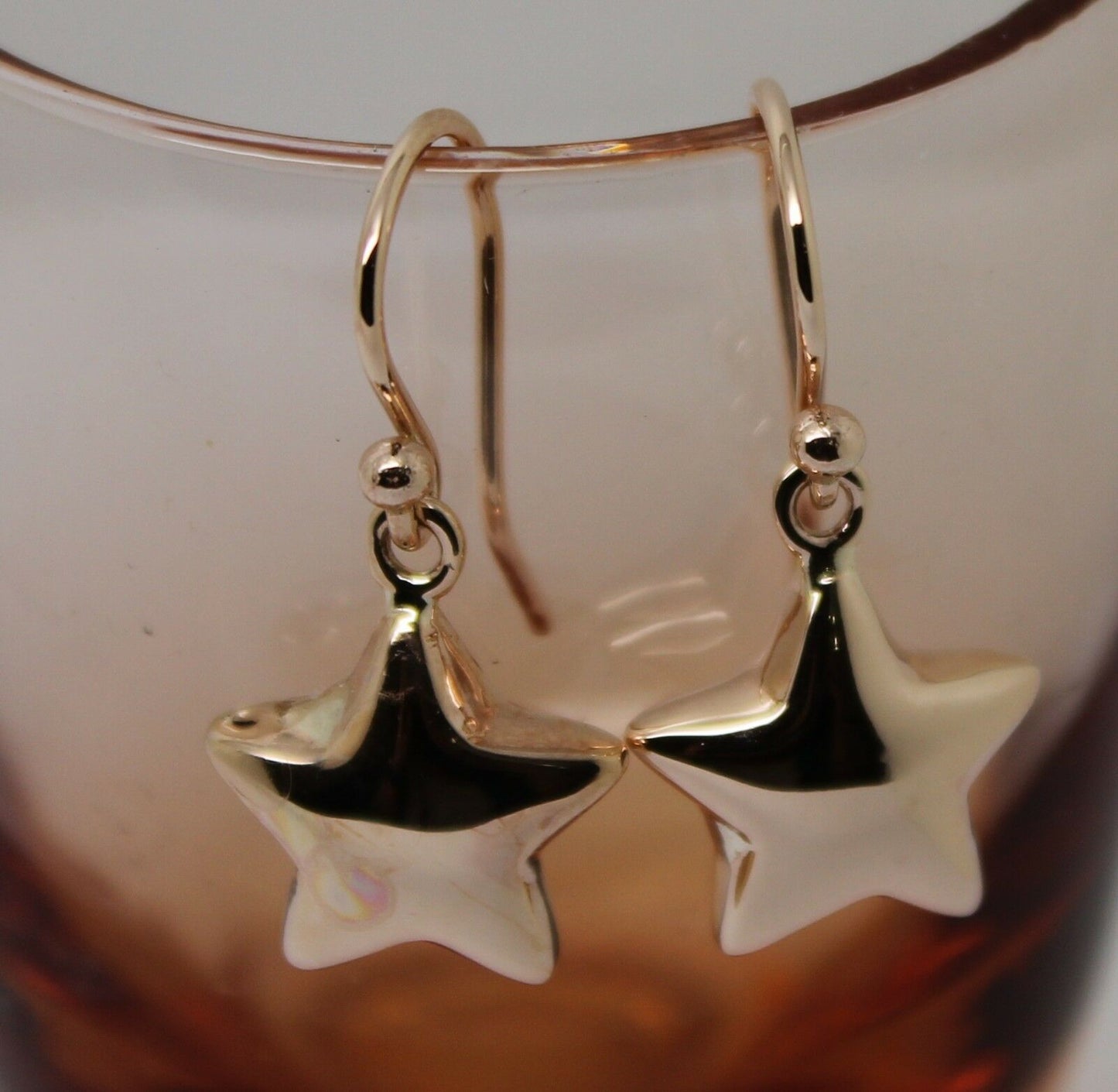 Kaedesigns, 9ct Yellow Or White Or Rose Gold Bubble Drop Star Hook Earrings