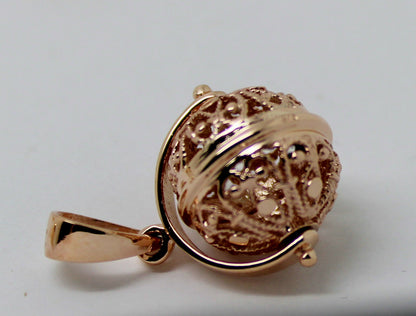 9ct Yellow Gold Or White Gold Or Rose Gold 16mm Filigree Ball Spinner Pendant