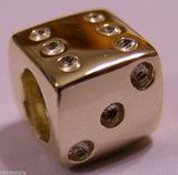Kaedesigns Genuine New 9ct Yellow or Rose or White Gold or Silver Dice Bead Charm for bracelet