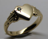 Kaedesigns New Genuine 9ct Yellow, Rose or White Gold Green Emerald Heart Signet Ring