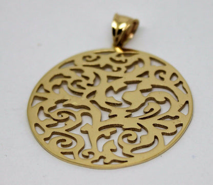 Kaedesigns New Genuine Heavy Solid 9ct 9kt Yellow, Rose or White Gold Round  Filigree Pendant