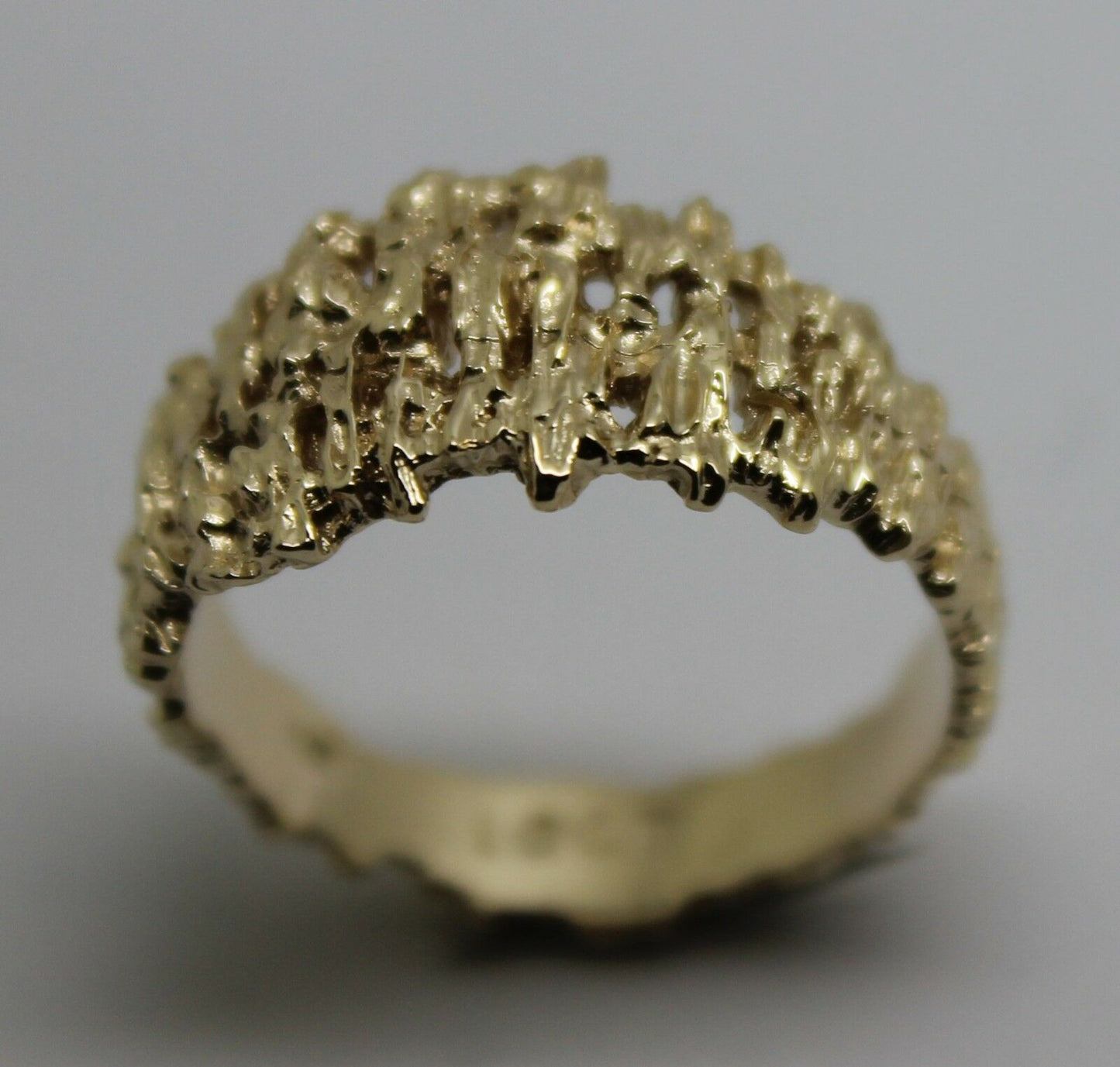 Size 10, T1/2  Genuine 10ct 10K Full Solid Yellow, Rose or White Gold Nugget Ring 12mm Wide 267